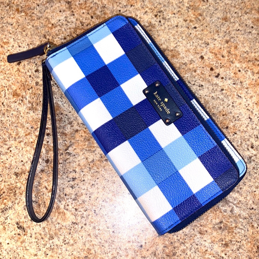 Kate Spade Blue Gingham Wallet